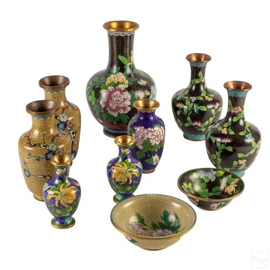 Chinese Cloisonne Enamel Vases & Bowls ESTATE LOT