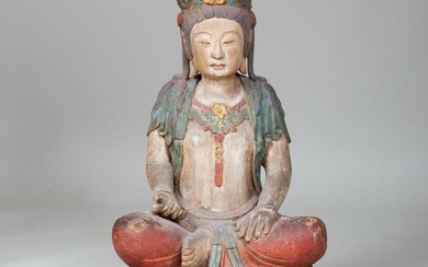 Chinese Polychromed Wood Figure of Buddha