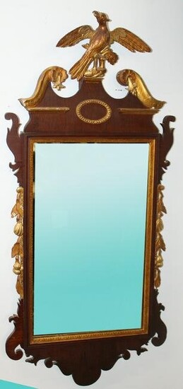 18th c American Chippendale Mirror with Phoenix Crest