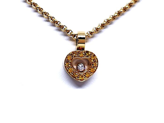 Chopard - 18 kts. Yellow gold - Necklace Diamond - Sapphire