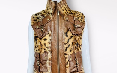 Christian Dior Boutique by Karl Lagerfeld Leather and Animal print fur - Jacket