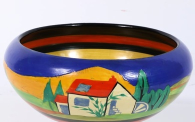 Clarice Cliff Fantasque "Applique" hand painted pottery bowl 3 1/2?H x 8 1/2?Diam.