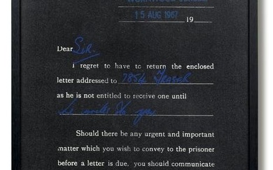 Clive Barker (British, born 1940) Letter From Prison (7854 Fraser 1969)