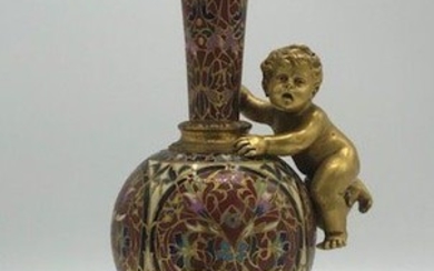 Cloisonné vase with putti - Bronze (gilt), Marble - about 1880
