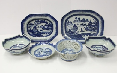 Collection of Six Canton Export Porcelain
