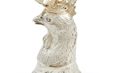 Continental Silver and Parcel Gilt Rooster-Form Stirrup Cup Late 19th century
