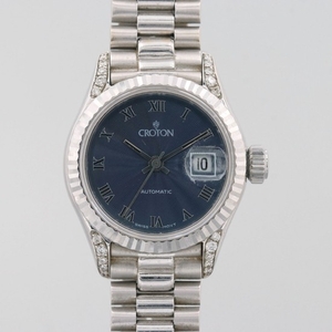 Croton 18K White Gold and Diamonds Automatic Wristwatch