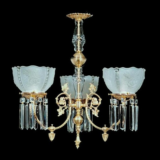 Crystal & Brass Victorian Style Rose Floral Parlor