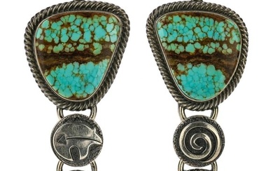 Curtis Pete Navajo Sterling & Turquoise Earrings
