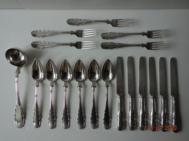 Cutlery set (18) - 13 lot, 812 silver - Austria - Mid 19th century