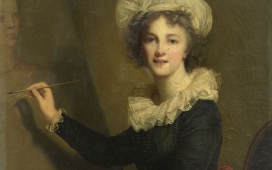D'après Louise Elisabeth VIGÉE LEBRUN (1755-1842) Autoportrait Huile sur toile. Porte une étiquette au revers:...