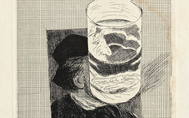 David HOCKNEY (Né en 1937) Poscard of Richard Wagner with a glass of water - 1973