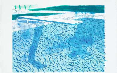 David Hockney, Lithograph of Water Made of Thick and Thin Lines and Two Light Blue Washes (T.G. 250, M.C.A.T 207)