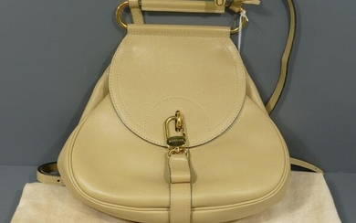 Delvaux bag in beige leather, hoop model with cover, new condition