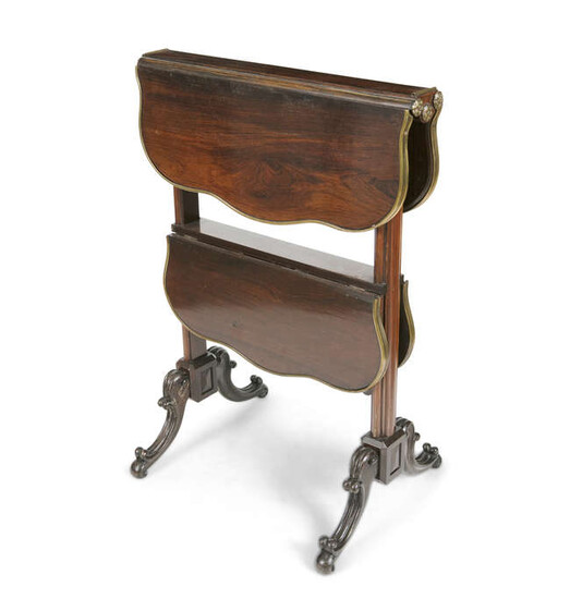 Description A FINE ROSEWOOD AND GILT BRASS TWO TIER...