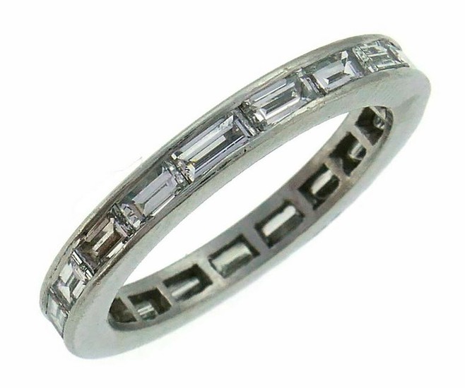 Diamond Platinum Eternity BAND Ring Size 6 Baguette Cut