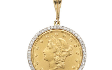 Diamond and 'Liberty Head' Coin Pendant