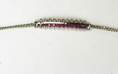 Diamond & Ruby Panel Bracelet Set in Sterling