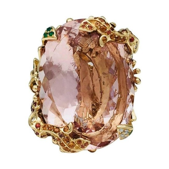 Dior Cocktail Ring set with a huge morganite.