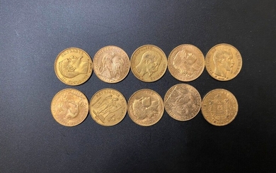 Dix pièces de 20 francs or - 64.45 g - Lot 23 - A.Blanchy | E.Lacombe - Bordeaux Chartrons - Bordeaux Enchères