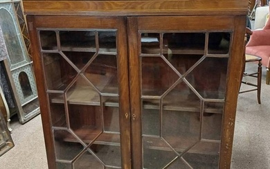EARLY 20TH CENTURY MAHOGANY BOOKCASE WITH 2 ASTRAGAL GLASS P...