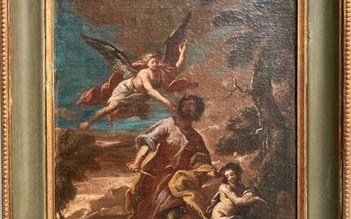 ECOLE ITALIENNE du XVIIIème Le sacrifice d'Isaac Huile sur toile 48 x 38 cm