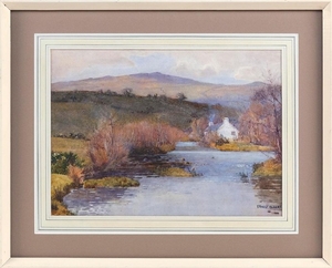 ERNEST ALBERT, New York/Connecticut, 1857-1946, A house on a river, possibly Old Lyme, Connecticut., Watercolor on paper, 10" x 14"...
