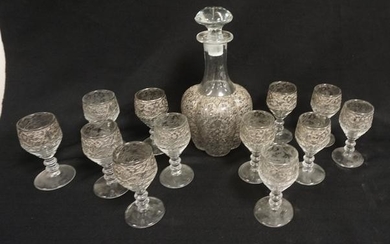 ETCHED DECANTER WITH 12 WINES