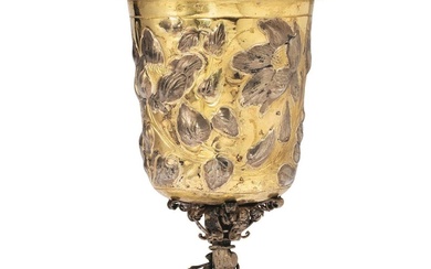 EXCEPTIONAL SILVER LIDDED GOBLET WITH FLOWERS