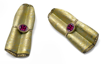 Earrings - Gold, Silver, Titanium Oval Garnet - Sapphires