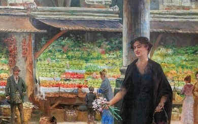 Edmond Louis Dupain (1847-1933) - Venezia, Mercato di Rialto
