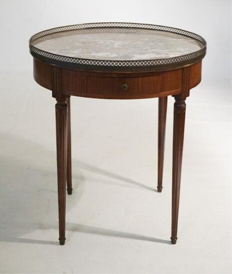 Edwardian Mahogany & Marble Top Side Table Signed