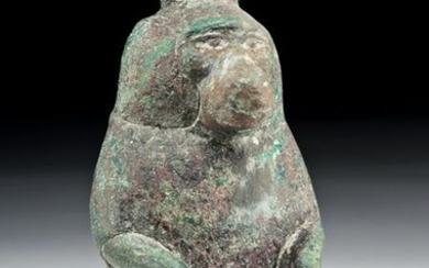 Egyptian Bronze Seated Statuette of Thoth, ex-Bonhams