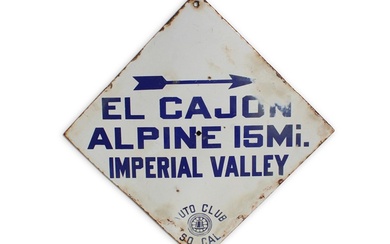 El Cajon Alpine 15 Mi. Porcelain Sign