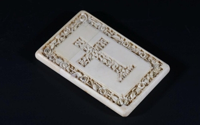 Elaborately Carved Ivory Card Case With Crucifix (L:11.5cm)