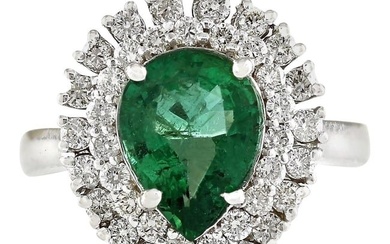 Emerald 14K White Gold Diamond Ring