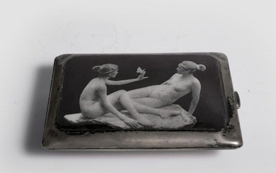 Enamel cigarette case, around 1910/20, Silver