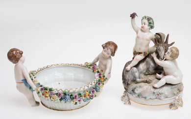 Enameled porcelain centerpiece, Sitzendorf factory, Germany, late19th century - early 20th century