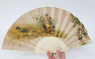FAN IN BONE AND PAPER. LATE 19TH CENTURY.