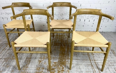 FAUX BAMBOO WISHBONE STYLE CHAIRS, a set of four,...