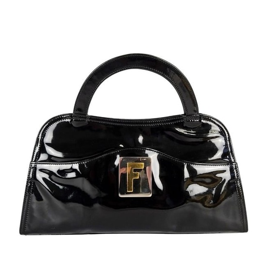 FENDI Handbag in black patent leather