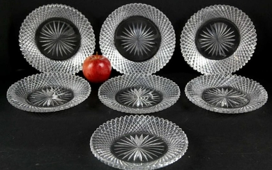 FINE CUT CRYSTAL LUNCHEON PLATE GROUPING OF SEVEN