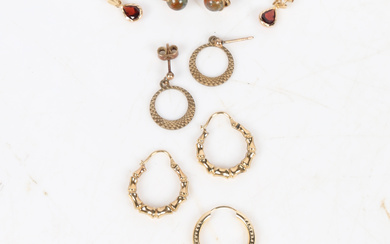 FIVE PAIRS OF 9CT GOLD EARRINGS.