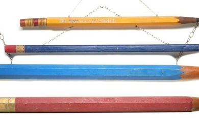 FOUR FOLKY OVERSIZED WOOD PENCILS 42 to 66 INCHES