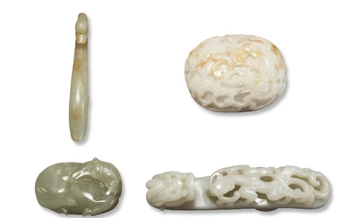 FOUR JADE BELT FITTINGS CHINA, MING-QING DYNASTY (1368-1911)