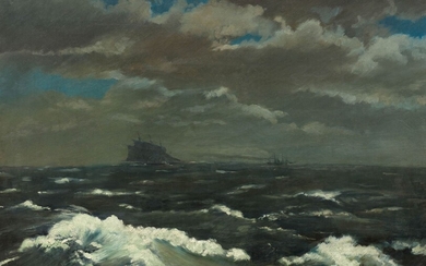FRANK BUCHSER(1828 Feldbrunnen 1890)Marine. 1871.Huile sur toile.Monogrammé et daté en bas à droite : F.B...