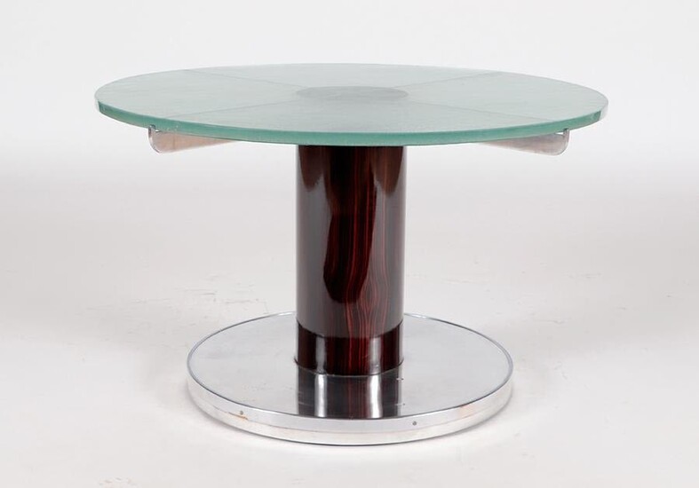 FRENCH ROSEWOOD CHROME COFFE TABLE CIRCA 1930