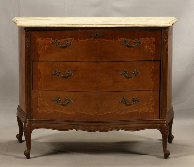 FRENCH STYLE MARBLE TOP CHEST WITH DESK