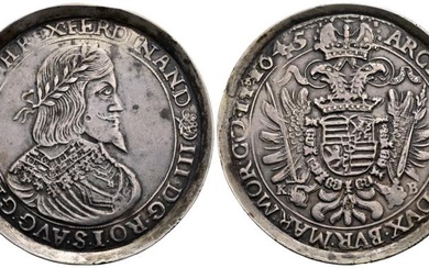 Ferdinand III. 1637-1657 Taler in erhabener Einfassung, 1645 KB. sehr...