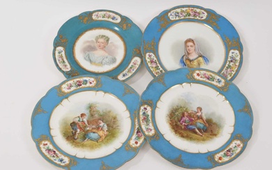 Four Sèvres painted cabinet plates